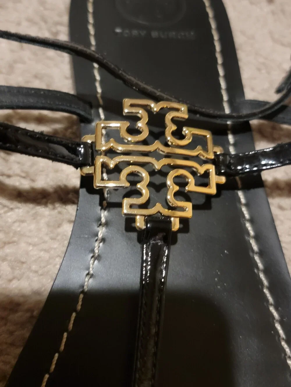 Tory Burch Melinda Flat Thong T-Strap Sandal Black Size 9.5